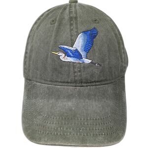 Eco Baseball Cap Green One Size Slideback Embroidered Flying Blue Heron Hat